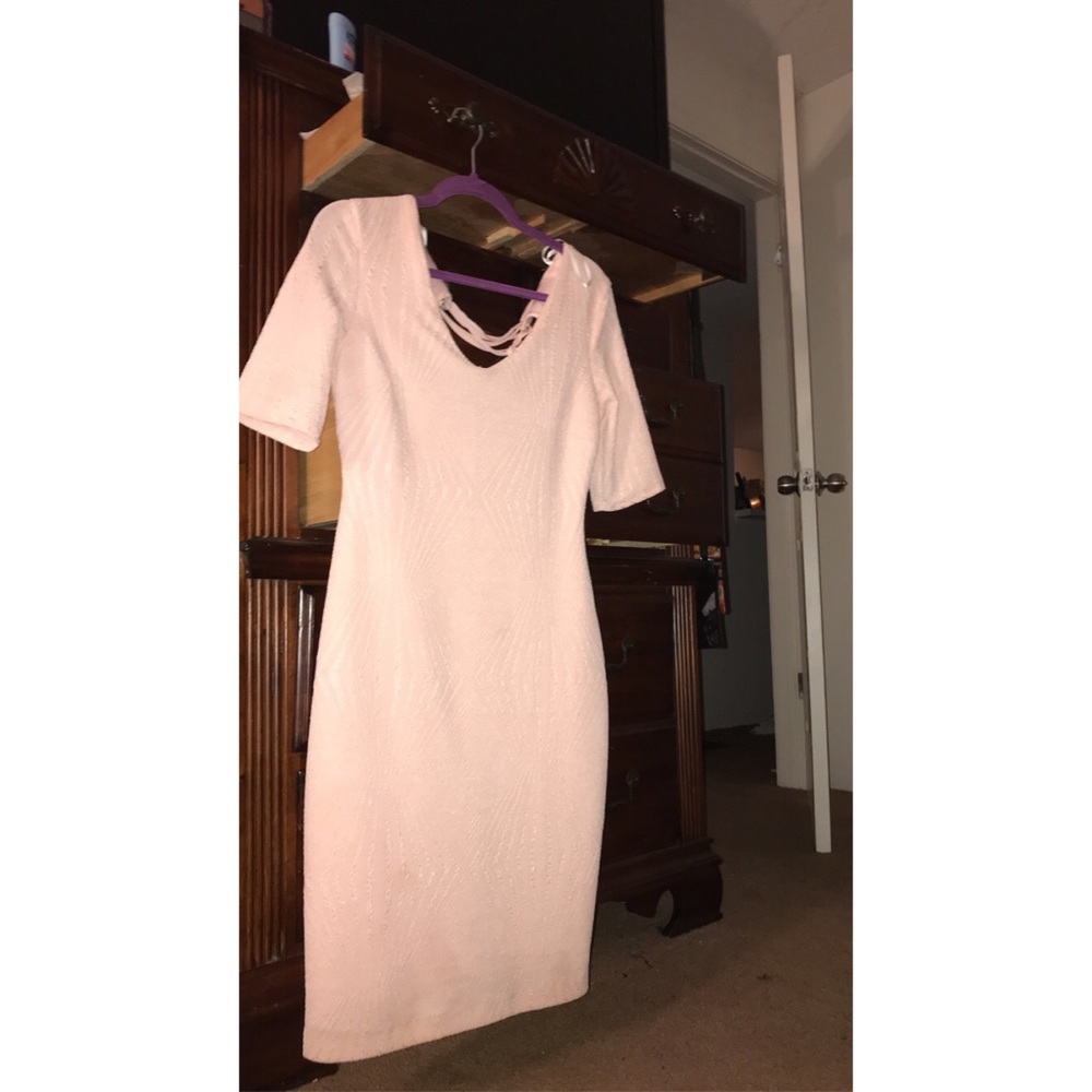 Pink Short Sleeve Midi Dress